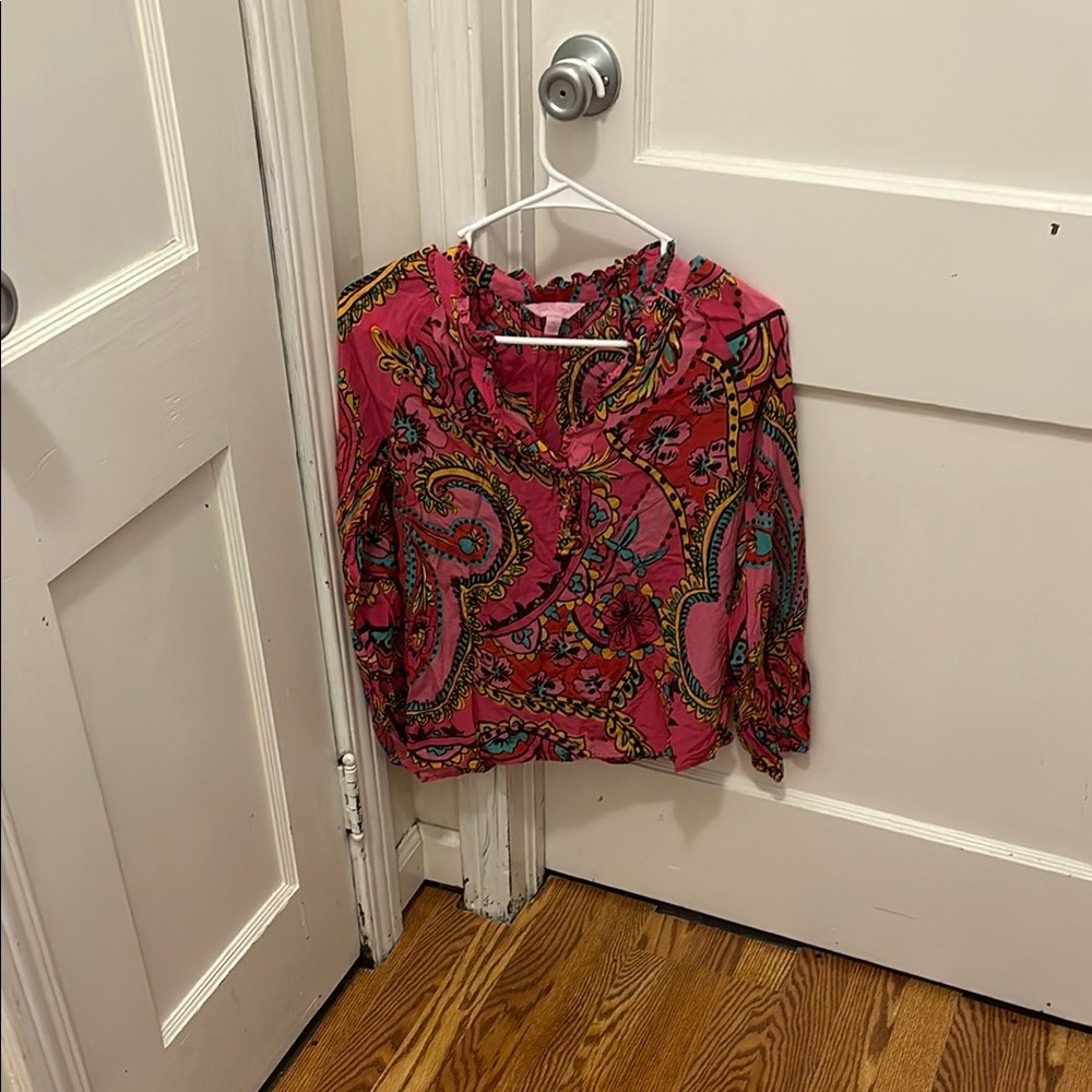 Lilly Pulitzer Pink and Yellow Paisley Blouse